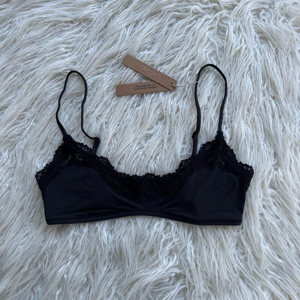 Skim Fits Everybody Lace Scoop Bralette Onyx Size XS